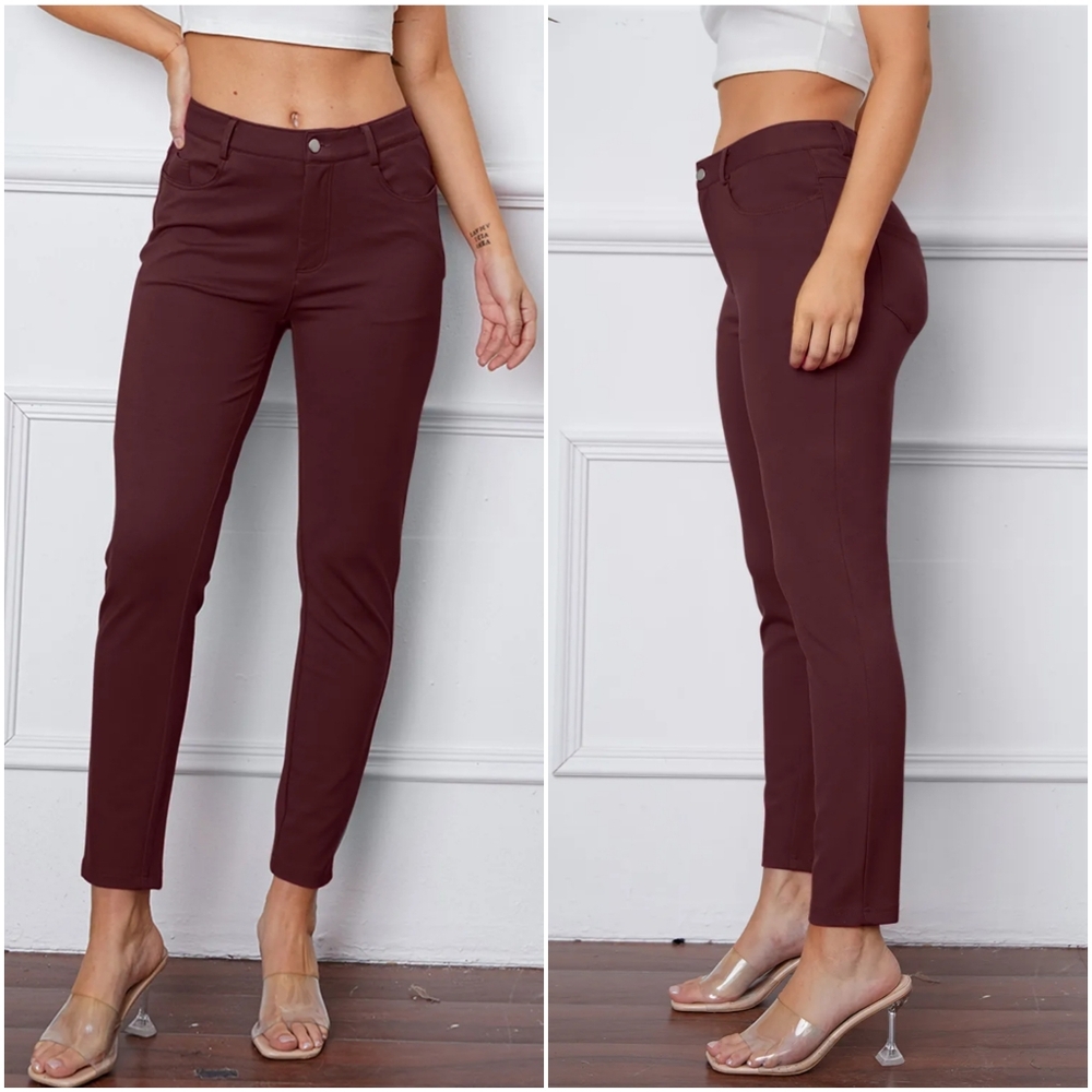 Stitch & Stretch Skinnies - Burgundy